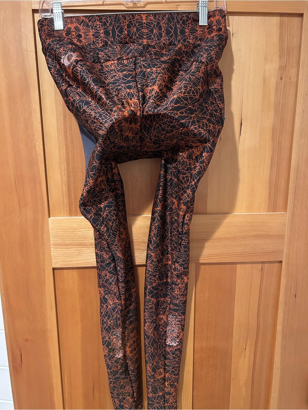 Pearl Izumi Black & Orange Abstract Print Biking Padded Thermal Leggings